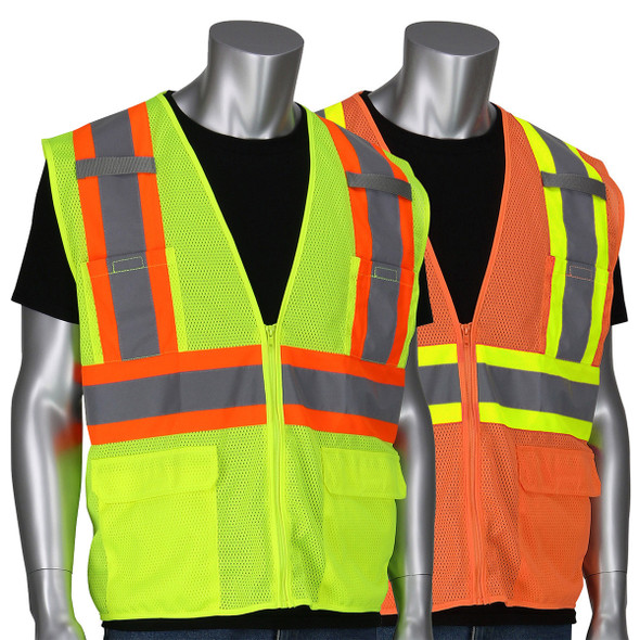 PIP Class 2 Hi Vis Two-Tone 6 Pocket Mesh Safety Vest 302-MVZT